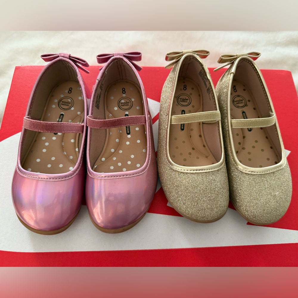 Wonder Nation Toddler Girls Pink and Gold Kids Shoes Sz 8